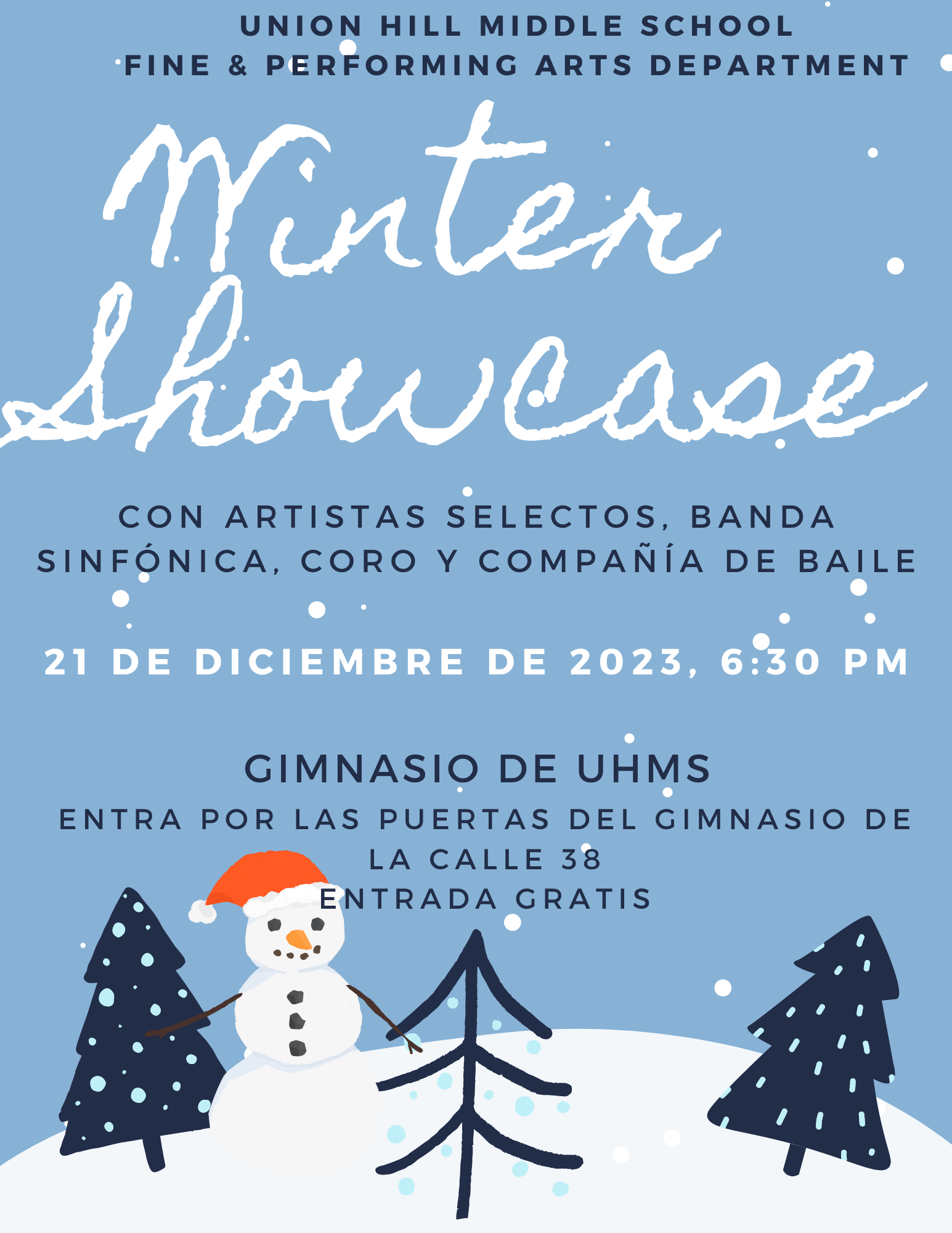 Winter Showcase Flyer-Union Hill Middle School-Spanish Flyer