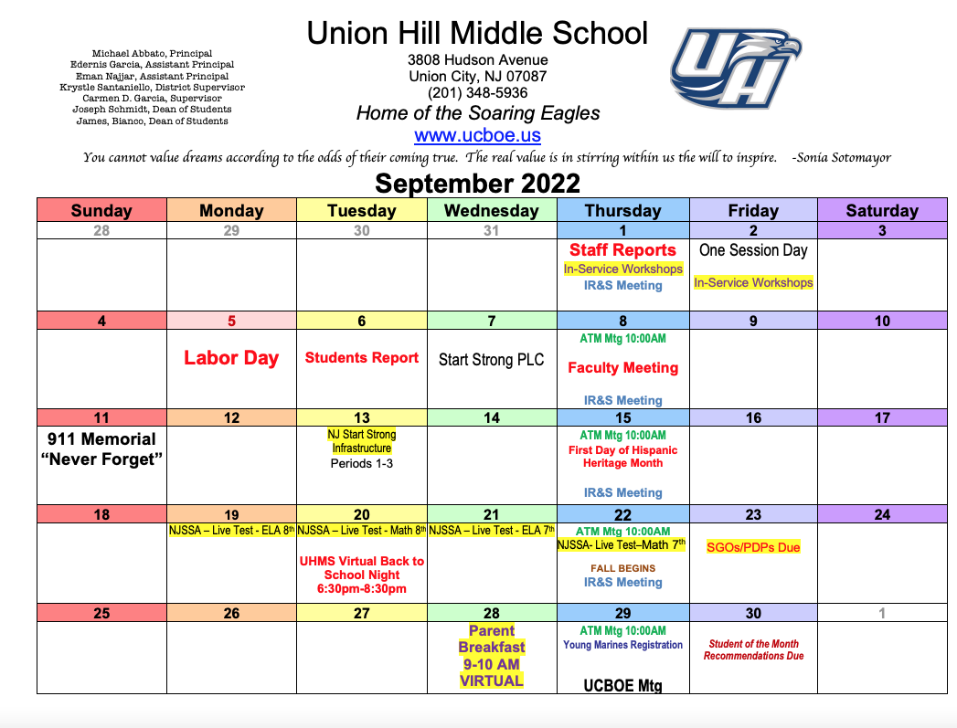 September 2022-Union Hill Middle School