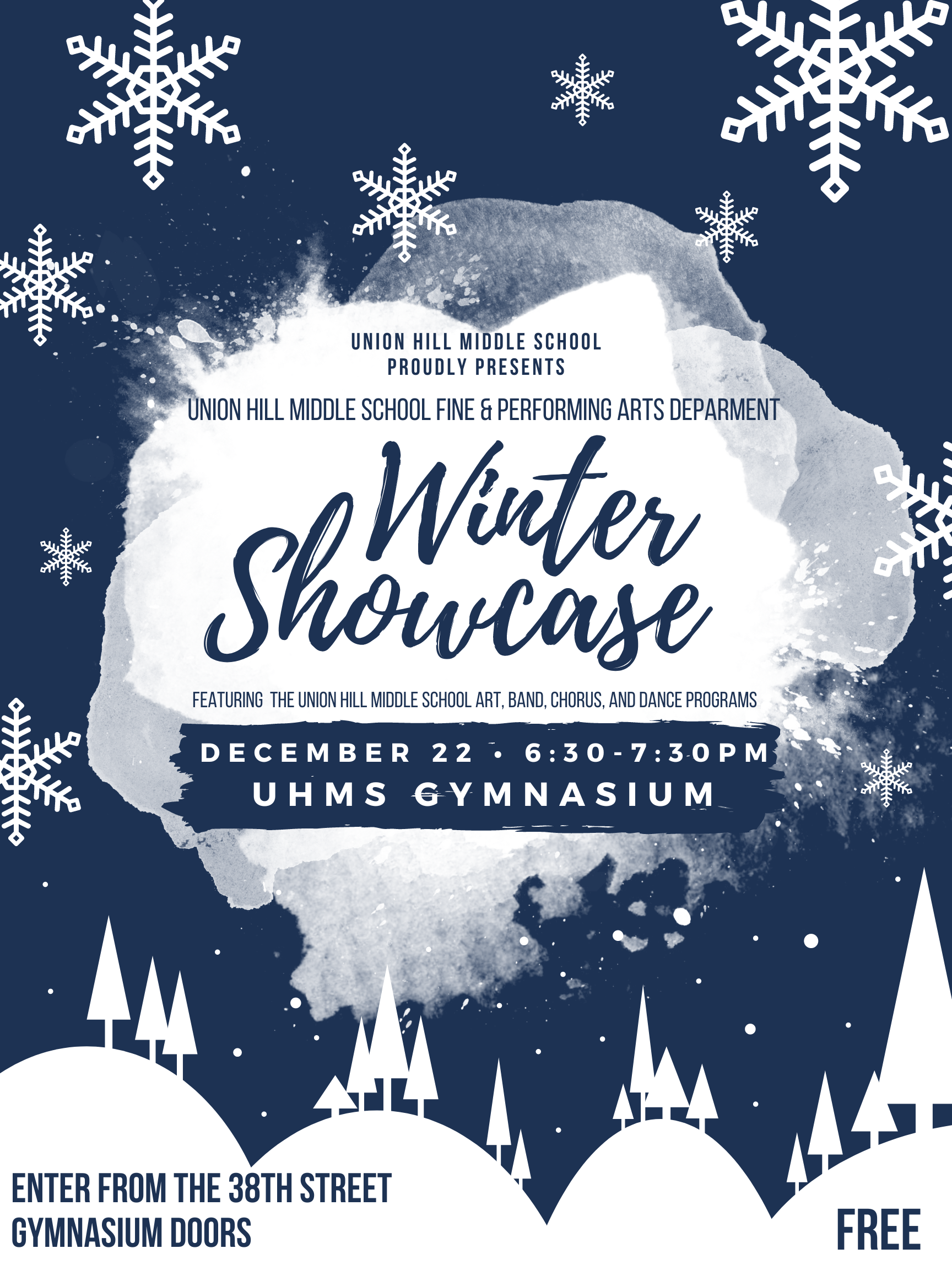 Union Hill Middle School Winter Showcase Flyer-English