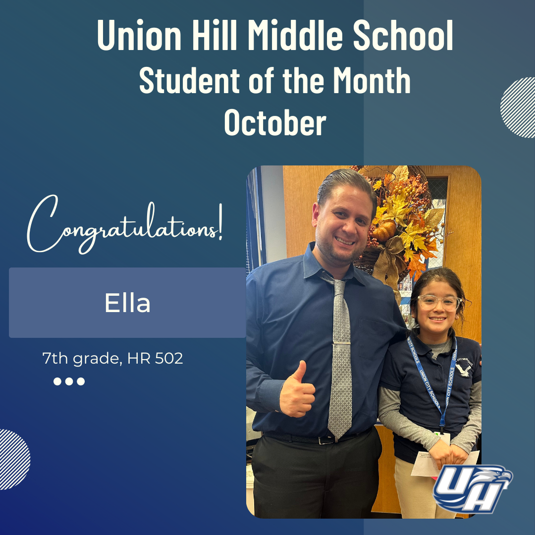 Union Hill Middle School October 2023 Student of The Month