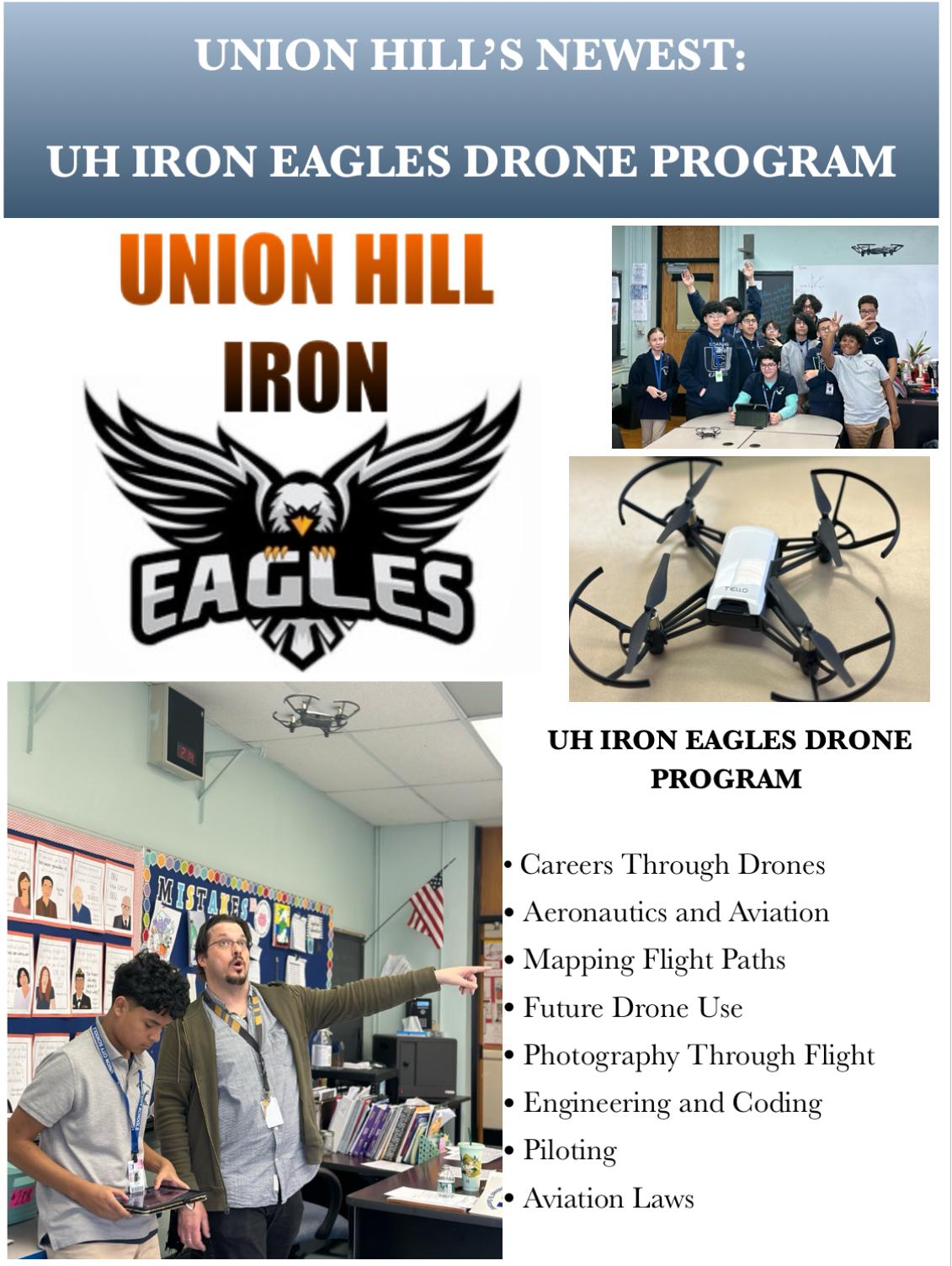 The Union Hill Middle School Iron Eagles Drone Program Flyer